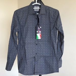 Navy and beige east iron dress shirt